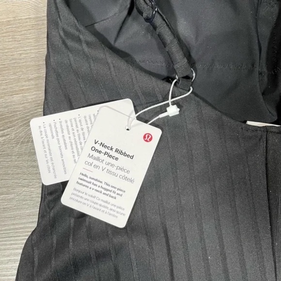 Lululemon V-Neck Ribbed One-Piece Swimsuit Black Small - Picture 8 of 10